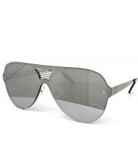 Round 528 Oversize XL Wraparound One Piece Rimless Shield Designer Futuristic Flat Top Sunglasses - C1182WKONDZ $11.63