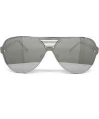 Round 528 Oversize XL Wraparound One Piece Rimless Shield Designer Futuristic Flat Top Sunglasses - C1182WKONDZ $11.63