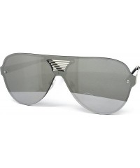 Round 528 Oversize XL Wraparound One Piece Rimless Shield Designer Futuristic Flat Top Sunglasses - C1182WKONDZ $11.63