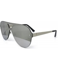 Round 528 Oversize XL Wraparound One Piece Rimless Shield Designer Futuristic Flat Top Sunglasses - C1182WKONDZ $11.63