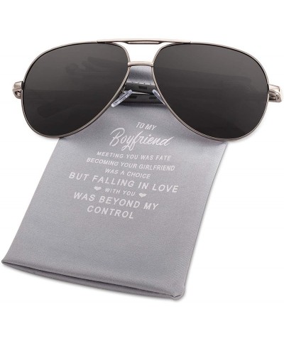 Aviator Personalized Aviator Sunglasses Polarized Protective - Black-for Boyfriend - C718RD83DIS $17.96