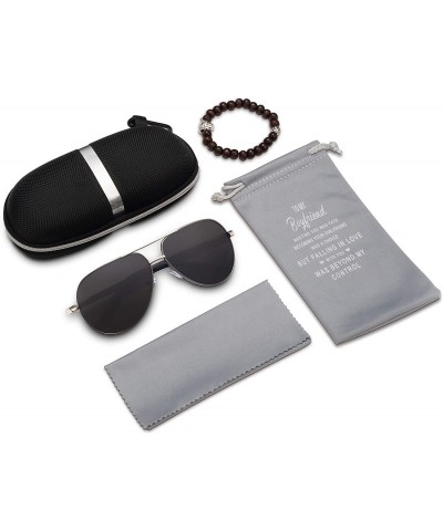 Aviator Personalized Aviator Sunglasses Polarized Protective - Black-for Boyfriend - C718RD83DIS $9.35