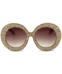 Round Women's Oversized Rhinestone Round Sunglasses Retro Sunglasses - Gold - C11943W92H2 $30.54