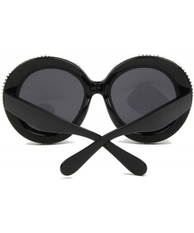 Round Women's Oversized Rhinestone Round Sunglasses Retro Sunglasses - Gold - C11943W92H2 $30.54
