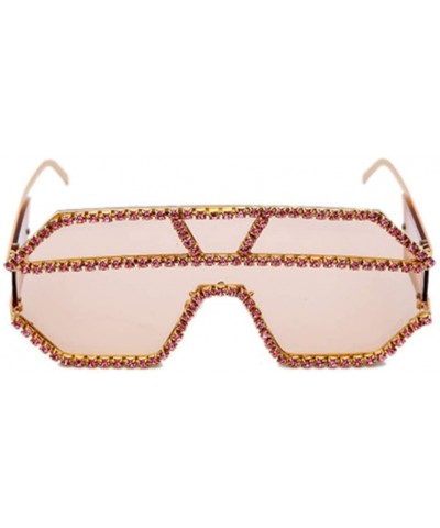 Square Fashion Square Diamond Sunglasses Personality Luxury Metal Frame Rhinestone Glasses - 7 - C4190EY949S $66.04