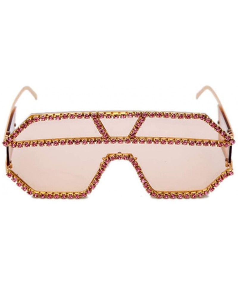 Square Fashion Square Diamond Sunglasses Personality Luxury Metal Frame Rhinestone Glasses - 7 - C4190EY949S $43.45