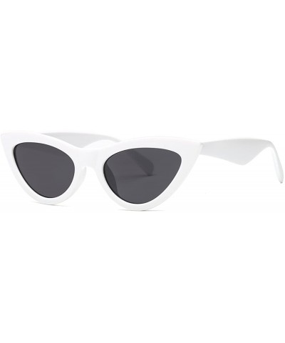 Cat Eye Womens Sunglasses Double Bridge Cat Eye Gradient Lens Metal Temple UV400 - White&black - CL18EK7OAY6 $18.86