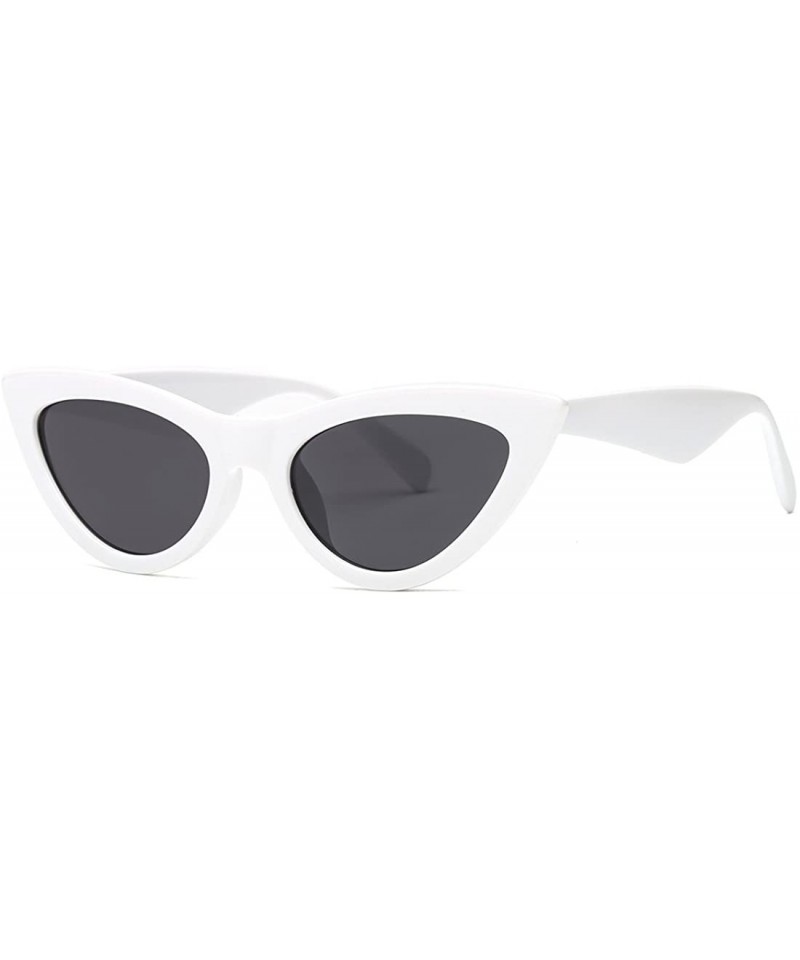 Cat Eye Womens Sunglasses Double Bridge Cat Eye Gradient Lens Metal Temple UV400 - White&black - CL18EK7OAY6 $7.69