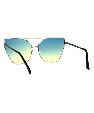 Cat Eye Womens Color Oceanic Gradient Metal Cat Eye Gothic Sunglasses - Silver Blue Yellow - CY1824U39CS $9.24