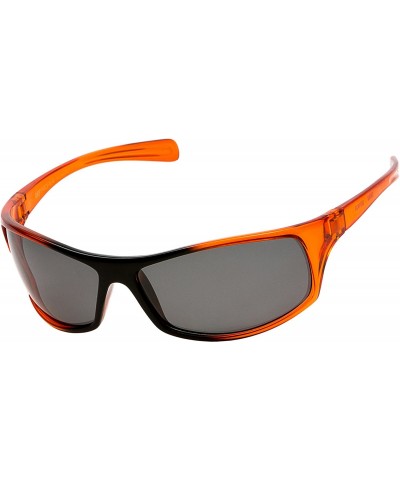 Wrap Polarized Wrap Around Sports Sunglasses - Orange - Smoke - C818CT8DAZU $24.67