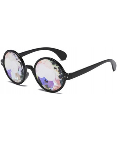 Oval Unisex Kaleidoscope Sunglasses Dance Party EDM Festival Diffraction Mosaic Party Black Festival Sunglasses - CI18NEIW3W3...