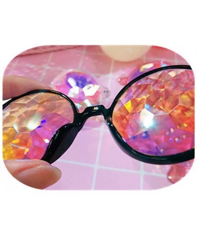 Oval Unisex Kaleidoscope Sunglasses Dance Party EDM Festival Diffraction Mosaic Party Black Festival Sunglasses - CI18NEIW3W3...