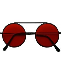 Oversized Metal Round Retro Boho Transparent Colored Mirrored Steampunk Flip Up Glasses Sunglasses - Black - Red - CD17YQHMGR...