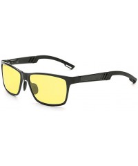 Rectangular Polarized Sunglasses Aviation aluminum magnesium metal driving glasses - Yellow Color - CS1887N5A8T $25.99