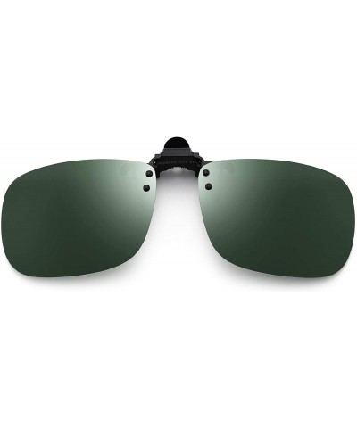 Rimless Polarized Clip on Sunglasses Frameless Flip Up Lens for Prescription Glasses - Green - CQ18T9GO7HI $27.59