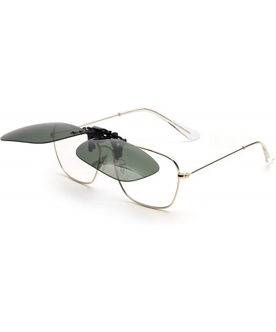 Rimless Polarized Clip on Sunglasses Frameless Flip Up Lens for Prescription Glasses - Green - CQ18T9GO7HI $16.34