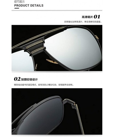 Rectangular Hand Made Rectangular Frull Frame Sunglasses for Men UV400 Protection - C22 Black Grey - CP18WNN9LRT $10.60