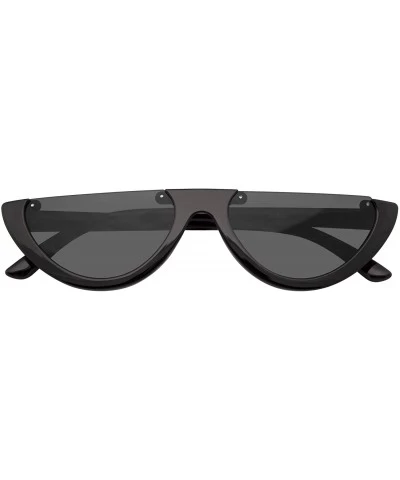 Goggle Clout Goggles Cat Eye Sunglasses Vintage Half Mod Style Retro Sunglasses - Black - CJ18WLR3WDG $18.05
