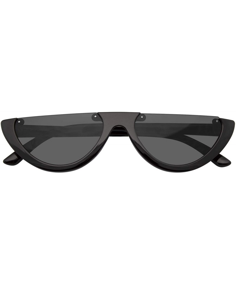Goggle Clout Goggles Cat Eye Sunglasses Vintage Half Mod Style Retro Sunglasses - Black - CJ18WLR3WDG $11.31