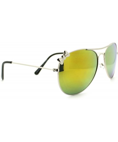 Aviator Ribbon Aviator Sunglasses Women's Classic Thin Metal Aviators - Silver - CZ11PT0SXOD $8.76