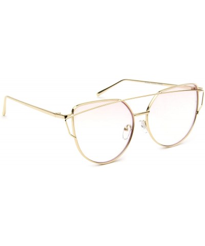 Cat Eye Sunglasses Cat Eye Fashion Mirror or Transparent Lens Love Punch Style - Large Clear/Pink - CU17YUECWCW $11.19