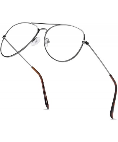 Aviator Clear Aviator Glasses Lens Premium Classic Metal Frame Eyeglasses - Grey&leopard - CZ18XIHTEM5 $16.51