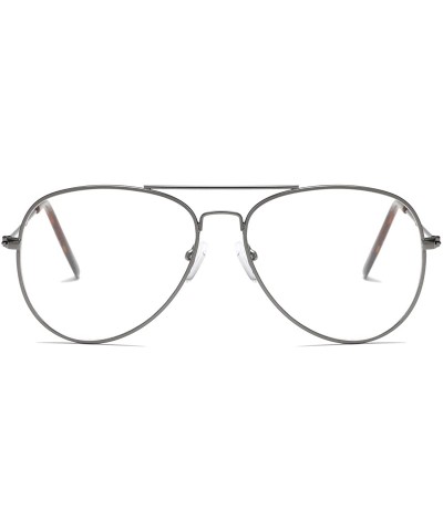 Aviator Clear Aviator Glasses Lens Premium Classic Metal Frame Eyeglasses - Grey&leopard - CZ18XIHTEM5 $10.63
