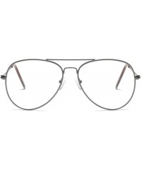 Aviator Clear Aviator Glasses Lens Premium Classic Metal Frame Eyeglasses - Grey&leopard - CZ18XIHTEM5 $10.63