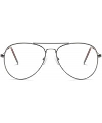 Aviator Clear Aviator Glasses Lens Premium Classic Metal Frame Eyeglasses - Grey&leopard - CZ18XIHTEM5 $10.63