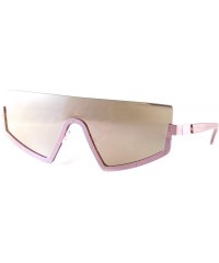 Shield Futuristic Flat Top Bottom Half Metal Rim Shield Sunglasses A278 - Pink Pink Rv - C918SAYOK0D $16.40