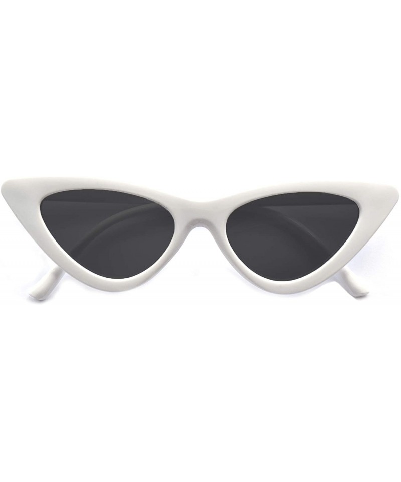 Goggle Retro Narrow Vintage Cat Eye Sunglasses for Women Clout Goggles Plastic Frame - White - CD18AEGS3CZ $6.82