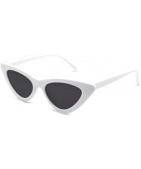 Goggle Retro Narrow Vintage Cat Eye Sunglasses for Women Clout Goggles Plastic Frame - White - CD18AEGS3CZ $6.82