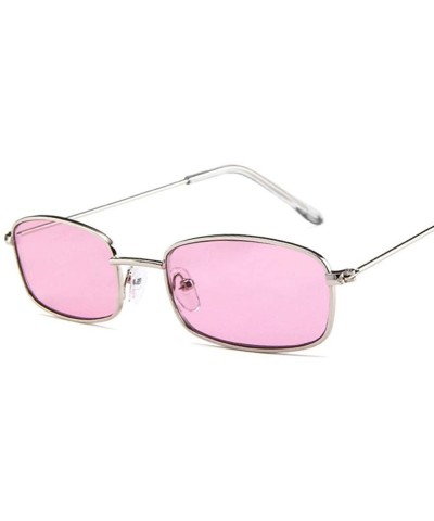 Square Women Metal Sunglasses Men Retro Small Square Sun Glasses Female Yellow Pink - Pink - C918YZXN0A8 $18.12