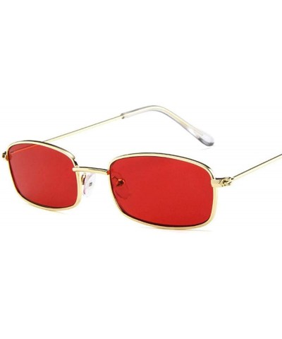 Square Women Metal Sunglasses Men Retro Small Square Sun Glasses Female Yellow Pink - Pink - C918YZXN0A8 $10.53