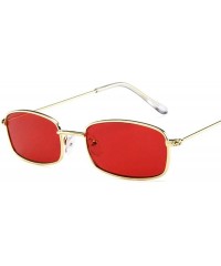 Square Women Metal Sunglasses Men Retro Small Square Sun Glasses Female Yellow Pink - Pink - C918YZXN0A8 $10.53