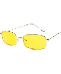 Square Women Metal Sunglasses Men Retro Small Square Sun Glasses Female Yellow Pink - Pink - C918YZXN0A8 $10.53