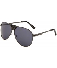 Aviator Flat Top Shield Bridge Round Aviator Sunglasses - Smoke Silver - CT197NLKOOO $17.04