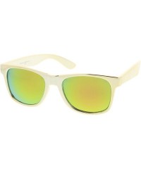 Square Retro Metallic Square Colored Mirror Lens Horn Rimmed Sunglasses 55mm - Gold / Yellow Mirror - C712NU2U4R5 $7.80