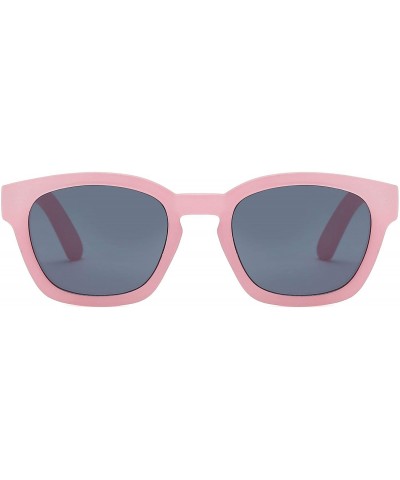 Oversized Round Horn Rimmed Keyhole Nose Bridge Sunglasses - Pink - C118TEC28LY $17.39