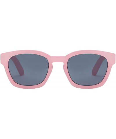 Oversized Round Horn Rimmed Keyhole Nose Bridge Sunglasses - Pink - C118TEC28LY $17.39