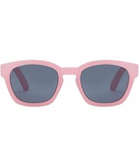 Oversized Round Horn Rimmed Keyhole Nose Bridge Sunglasses - Pink - C118TEC28LY $17.39