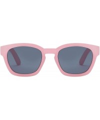 Oversized Round Horn Rimmed Keyhole Nose Bridge Sunglasses - Pink - C118TEC28LY $17.39