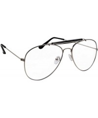 Oversized Non-Prescription Bar-Top Aviator Clear Lens Glasses - Silver - CK12MY8RC63 $11.11