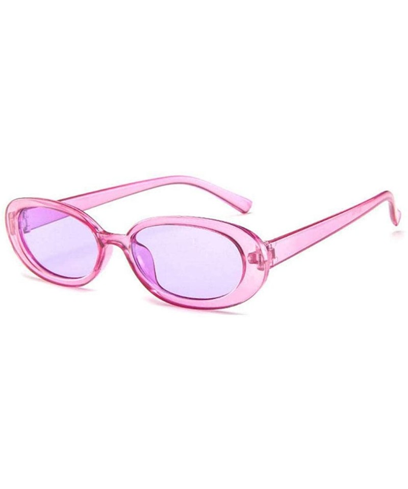 Oval Women Fashion Unique Sun Glasses Oval Shape Frame Sunglasses Sunglasses - Purple - C918S7RCIR2 $6.68