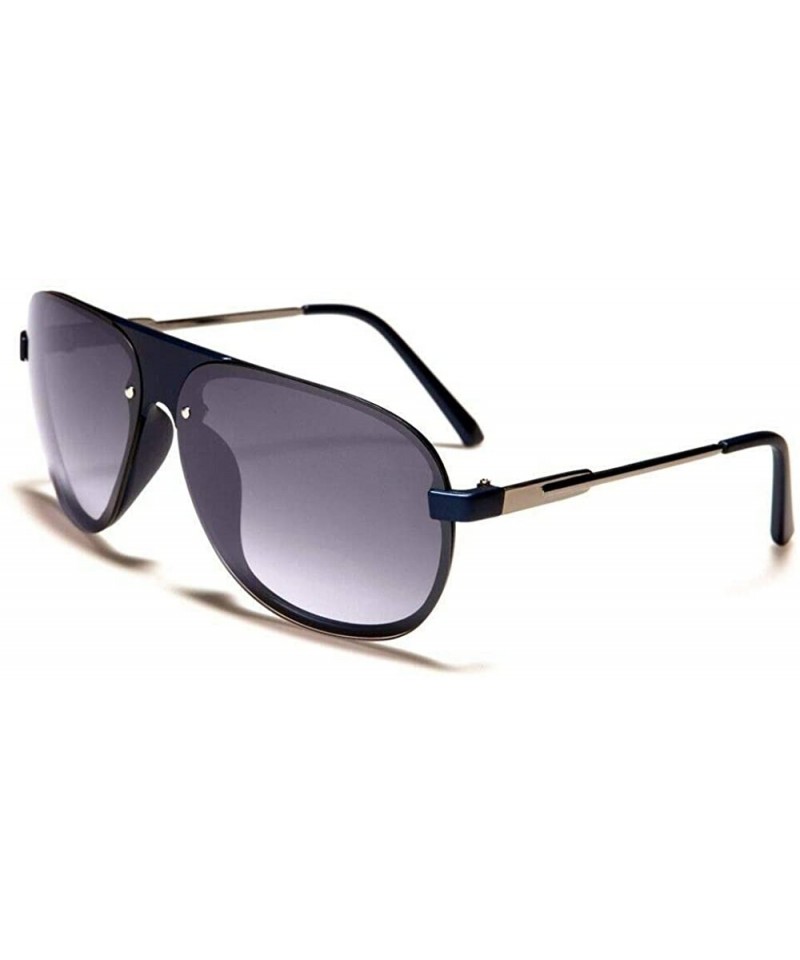 Aviator Luxury Classic Sport Retro Turbo Aviator Sunglasses - Blue & Gunmetal Frame - CC18W8M2NDG $14.88