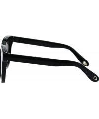 Rectangular Womens Rhinestone Iced Thick Plastic Keyhole Horn Rim Boyfriend Sunglasses - Black Silver Mirror - CL18EYQT64C $1...