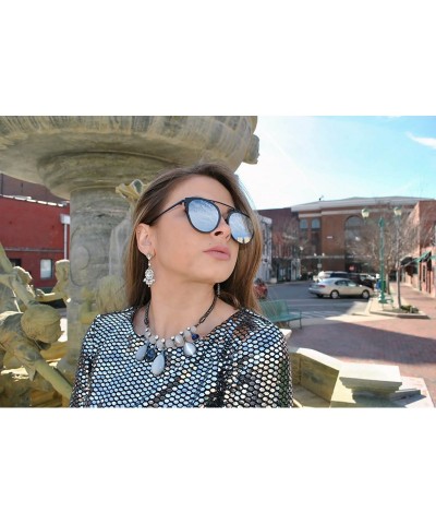 Aviator Women's Metal Fashion Cateye Aviators retro mirror lens Sunglasses - CO188NH4QM4 $8.97