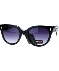 Rimless Skull Studded Womens Sunglasses Round Butterfly Fashion Eyewear - Black - CB122KUP9PZ $11.64