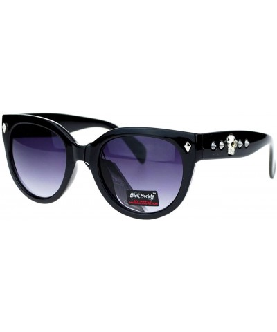 Rimless Skull Studded Womens Sunglasses Round Butterfly Fashion Eyewear - Black - CB122KUP9PZ $11.64