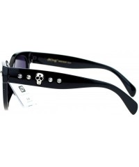 Rimless Skull Studded Womens Sunglasses Round Butterfly Fashion Eyewear - Black - CB122KUP9PZ $11.64